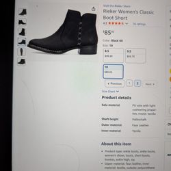 Rieker Women's Black Booties Size 10
