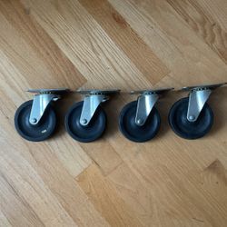 Lot of four 4” Rubber Caster - plate mount