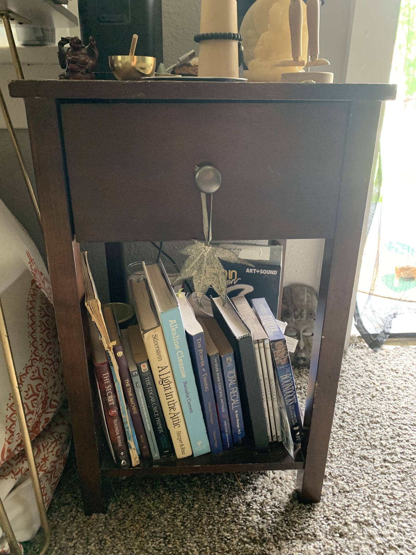 Wood night stand with shelf & one drawer