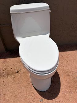 White Two-Piece Toilet with Seat