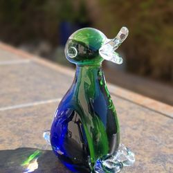 Hand Blown Glass Duck Blue/Green