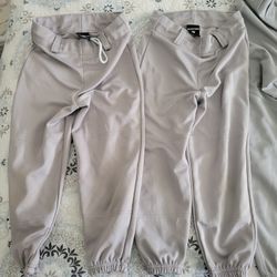 Youth T Ball MEDIUM Baseball Pants. Grey & White Easton. Each.