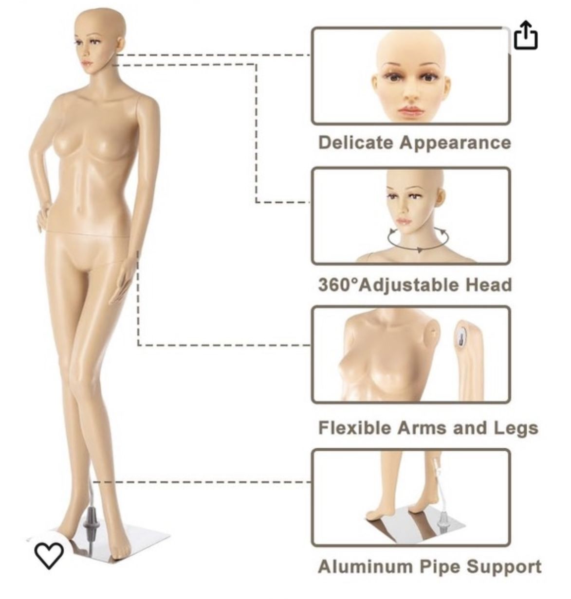 New In Box!! Mannequin Doll Lady Life Size Model Woman Clothes Clothing 