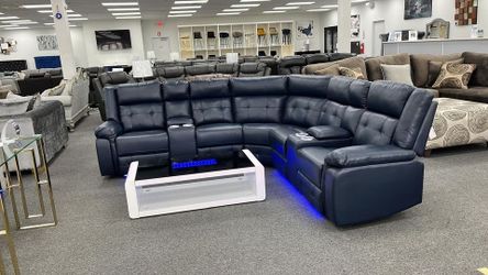 Contemporary, 3 Pc Power Reclining Sectional w/LED light and Cupholder