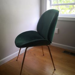 Green chair, luxury chair ,green seat , comfortable chair, suede 