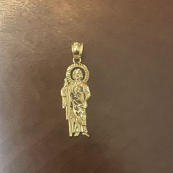 Small Size Diamond Cut Gold San Judas pendant