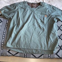 CARHARTT OLIVE GREEN NURSE SCRUB TOP