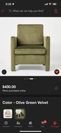 Olive Green Velvet Chair