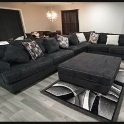 Large Comfy Dark Colored Deep Seating L Shaped Lavernett Couch Sectional 🔥 New Brand 💯 Living Room ✔️