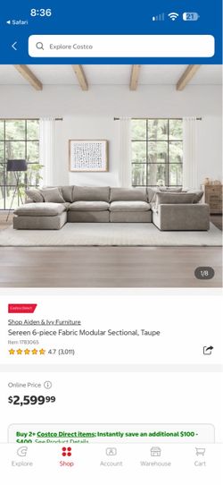 Aiden & Ivy Sereen 6-Piece Modular Sectional, Taupe