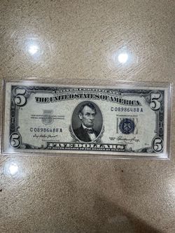 $5 old bill blue seal silver certificate series 1953