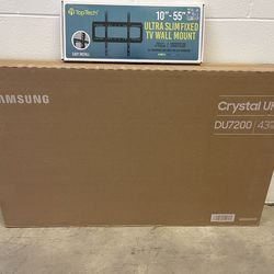 BRAND NEW 43” SAMSUNG 4K SMART UHD LED TV + BRAND NEW WALL MOUNT + BRAND NEW LED LIGHTS