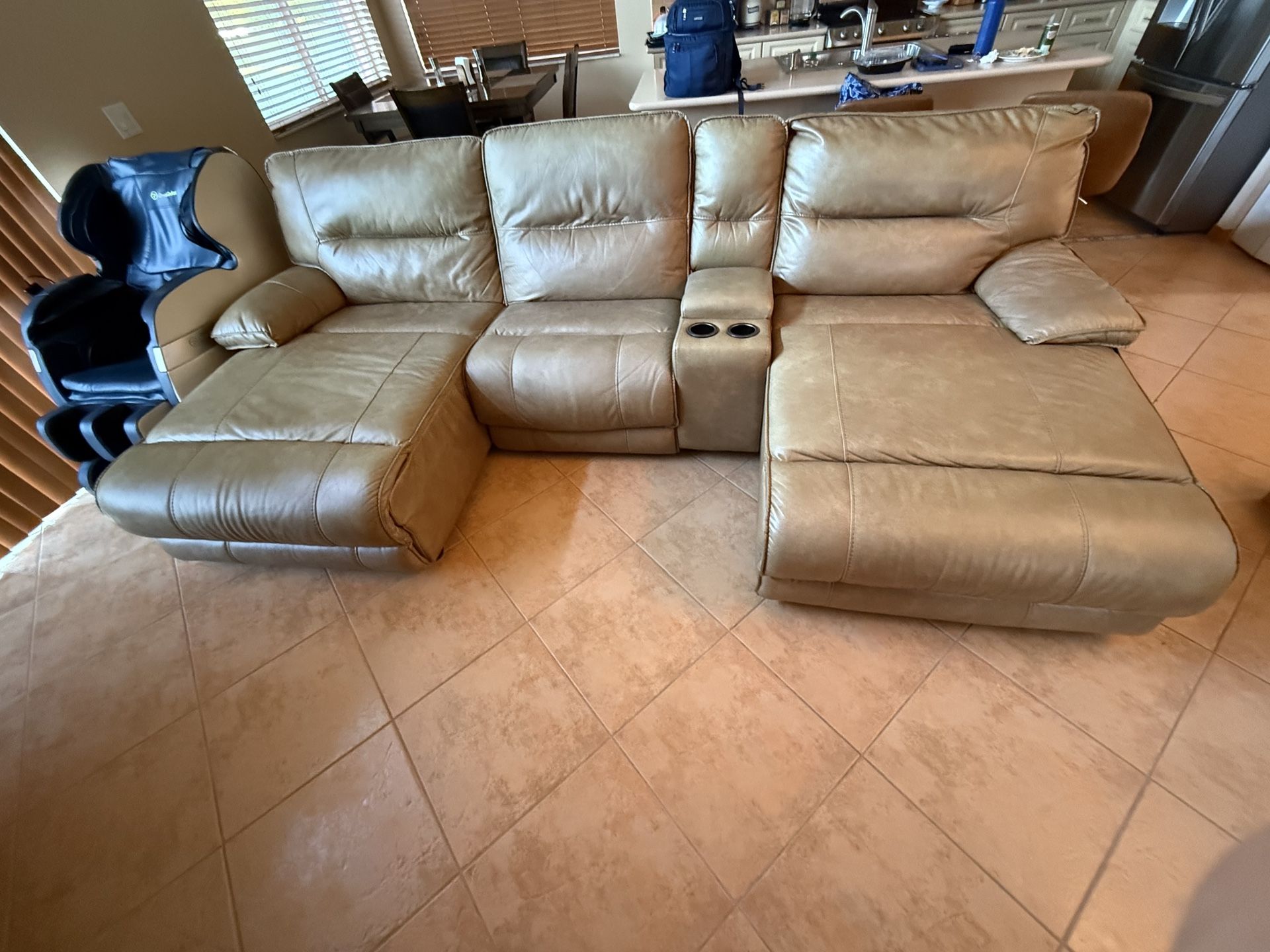 Taupe Beige Power Recline Sectional