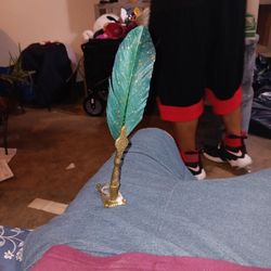 Antique Quail Pen And Inkwell