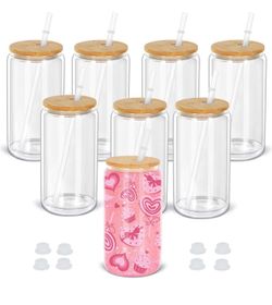 16 Oz Snow Globe Tumbler, 8 Pack Pre-Drilled Sublimation Glass Cup For Glitter Snow Globe Diy, Double Wall Sublimation Glass Tumbler