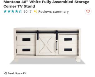 Montana 48” White Fully Assembled Storage Corner TV Stan