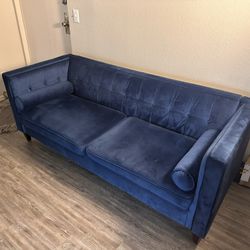Blue Velvet Couch (NEED TO SELL FAST, WILLING TO NEGOTIATE!)