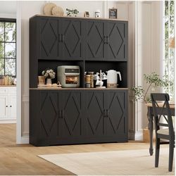 Black 71”H Black Kitchen Pantry