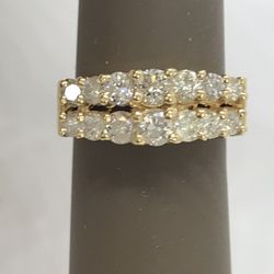 14k Yellow  Ladies Pyramid Diamond Ring 