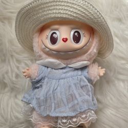 Popland Labubu Mokoko close to sweet blue diamond 3rd generation plush toy