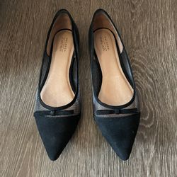 Black Halogen Mesh & Suede Flats With Bow - Size 7.5