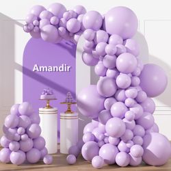 Amandir 153pcs Lavender Balloons Arch Garland Kit Different Sizes 18 12 10 5 Inch Latex Lilac Light Pastel Purple Balloon Fairy Birthday Wedding Princ