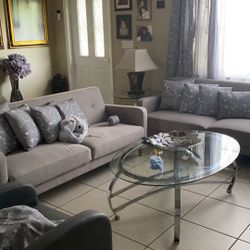 Beautiful  2 Modern Lite Grey 72 Inch Sofa Set For Sale