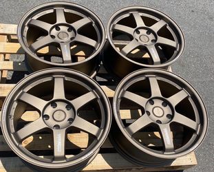 New 18 Inch Rays TE37 Style Wheels 18x8.5 +35 5x120 Bronze Rims Set of 4