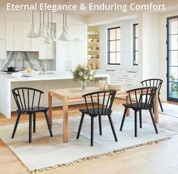 New Set of 4, Black Wood Windsor Style Dining Chairs