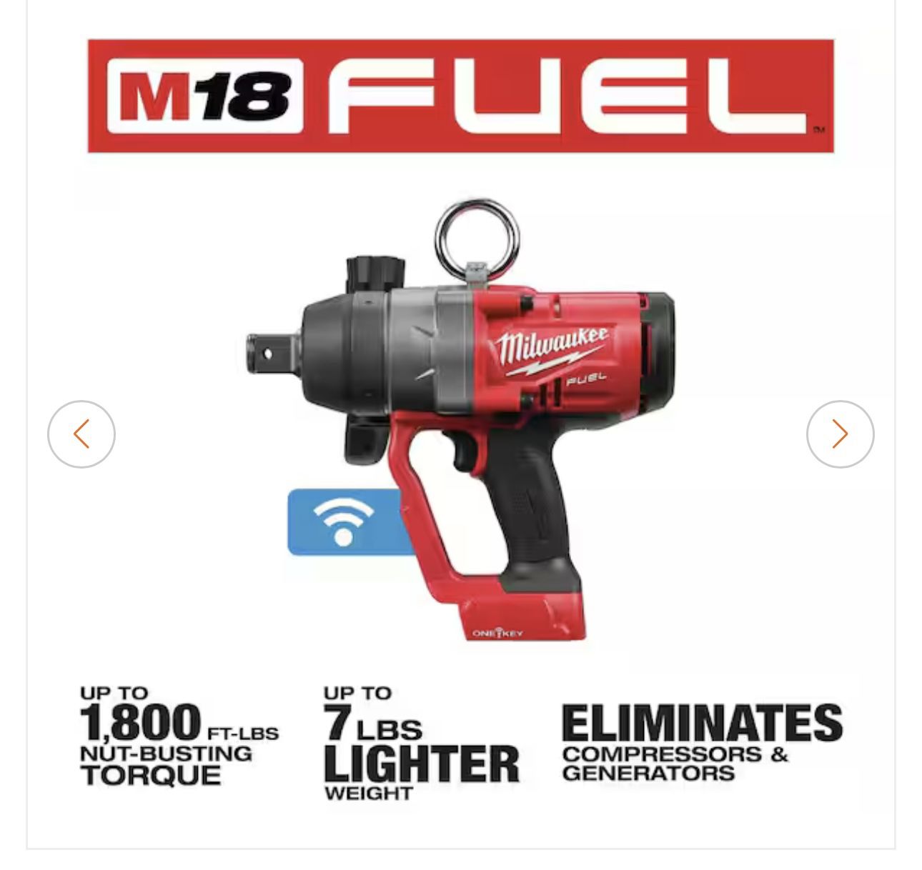 Milwaukee M18 FUEL ONE-KEY 18V Lithium-Ion Brushless Cordless 1 in. Impact Wrench with Friction Ring (Tool-Only)