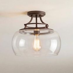 Franklin Iron Charleston 13 1/2" Bronze Clear Glass LED Ceiling Light