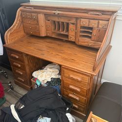Solid wood roll top desk
