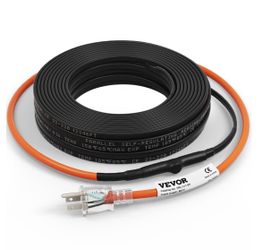 VEVOR 80-ft 5W/ft Self-Regulating Electric Heat Cable for Plumbing Freeze Prevention on Pipes in Cold Weather