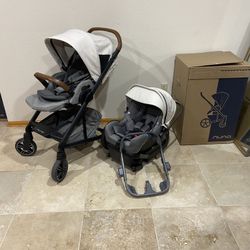 Nuna Mixx Stroller With Car Seat White Canopy 