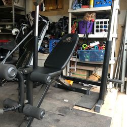 Squat rack/bench press (((no weights or bar))))