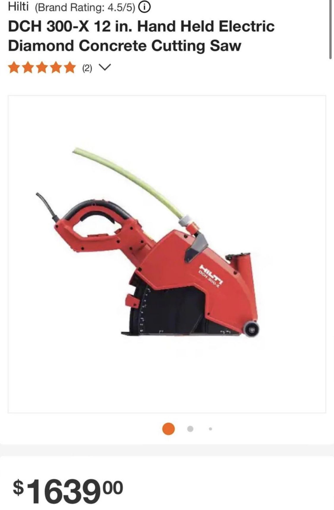 Hilti (Brand Rating: 4.5/5) DCH 300 X 12 in. Hand Held Electric Diamond Concrete Cutting Saw