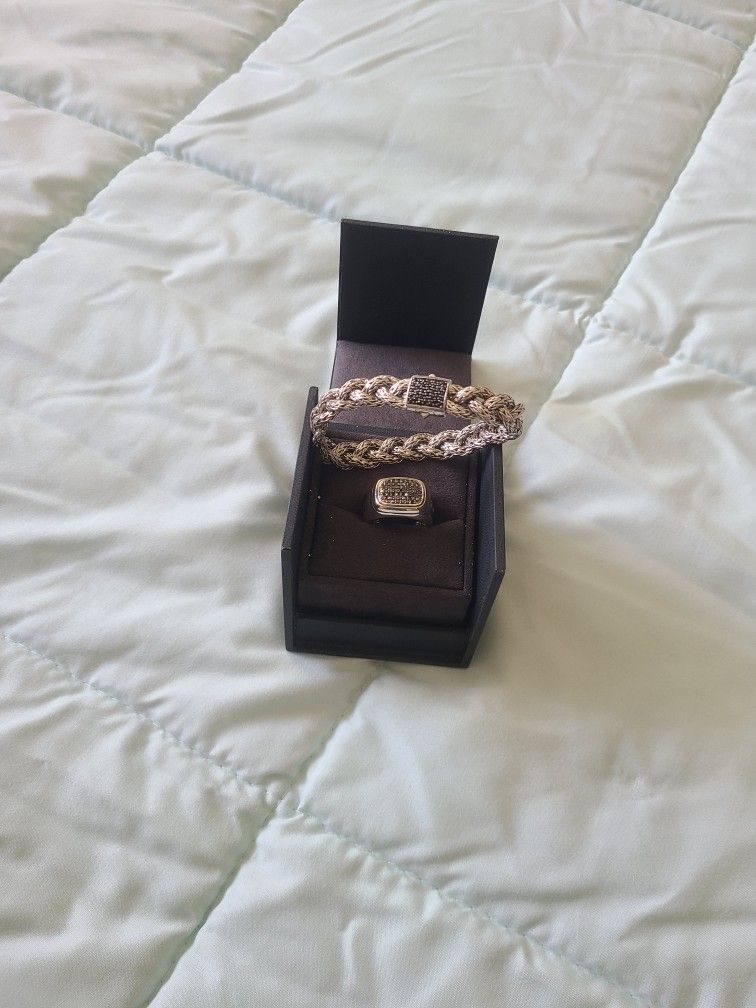 David Yurman set Sterling silver and Black diamonds