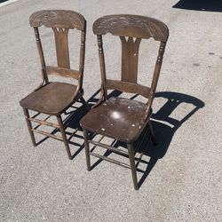 Antique Pressed Back Chairs Pair