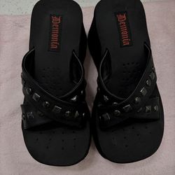 Demonia Cult Black studded platform sandals