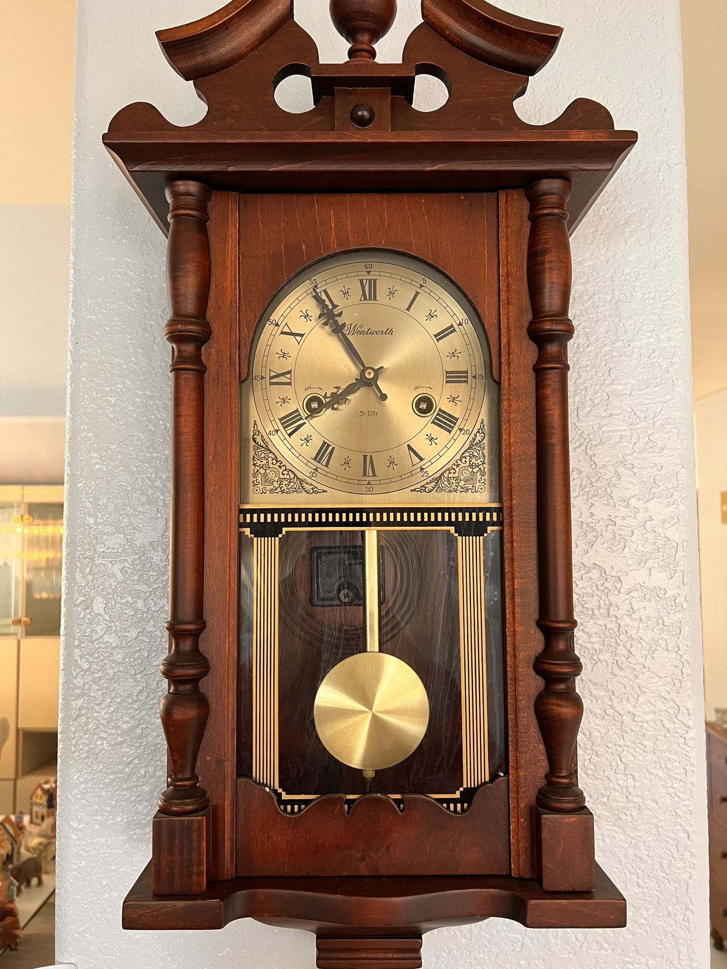 Antique Wentworth 31 Day Wood Wall Clock