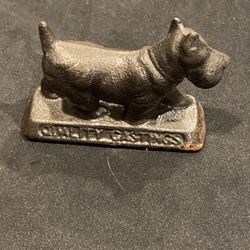 ANTIQUE Cast-Iron SCOTTIE Scottish Terrier DOG Paperweght HAMILTON FOUNDRY Ohio