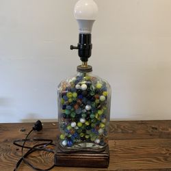 Hand Made Marble Lamp, Using Vintage Marbles And Vintage Bottle 