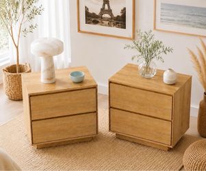 Set of 2 21.6" Wide Farmhouse 2-Drawer Nightstands.