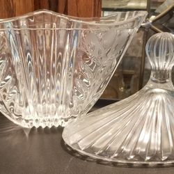 Vintage Large Lidded Heavy Candy Dish - Beautiful