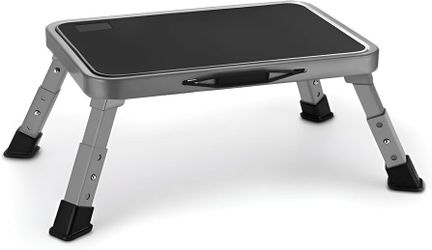 AA398-Jocauto Foldable Step Stool, Adjustable Step Stool with a Non-Slip Platform, Step Ladder with Thick Rubber Feet for Adults or Children in Kitche