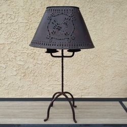 Wrought Iron Double Candle Holder ~ All Metal Rustic Farmhouse Style Candle Lamp 18-1/2" T • Home Decor, HouseHold Goods, Lamps Shades, Home & Garden
