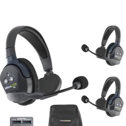 EARTEC UL3S Ultralite-HD 3-Person Full Duplex Wireless Intercom Headset Communication System, Single Ear Headsets, Up to 1000ft Range, U.S. Company