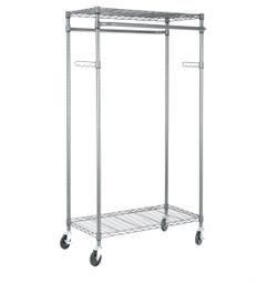 Double Sided Cloths Rack Top and Bottom Shelf