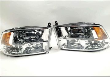 Headlights for 2009-2018 Ram 1500, 2500, 3500 Chrome Quad
