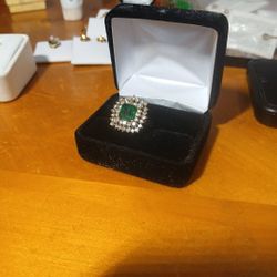 14k Gold Ring High Quality Square Colombian Emerald 